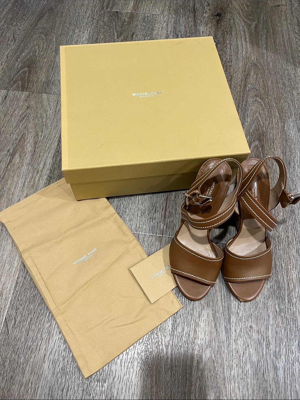 Michael Kors Tan Leather Ankle-Strap Sandals